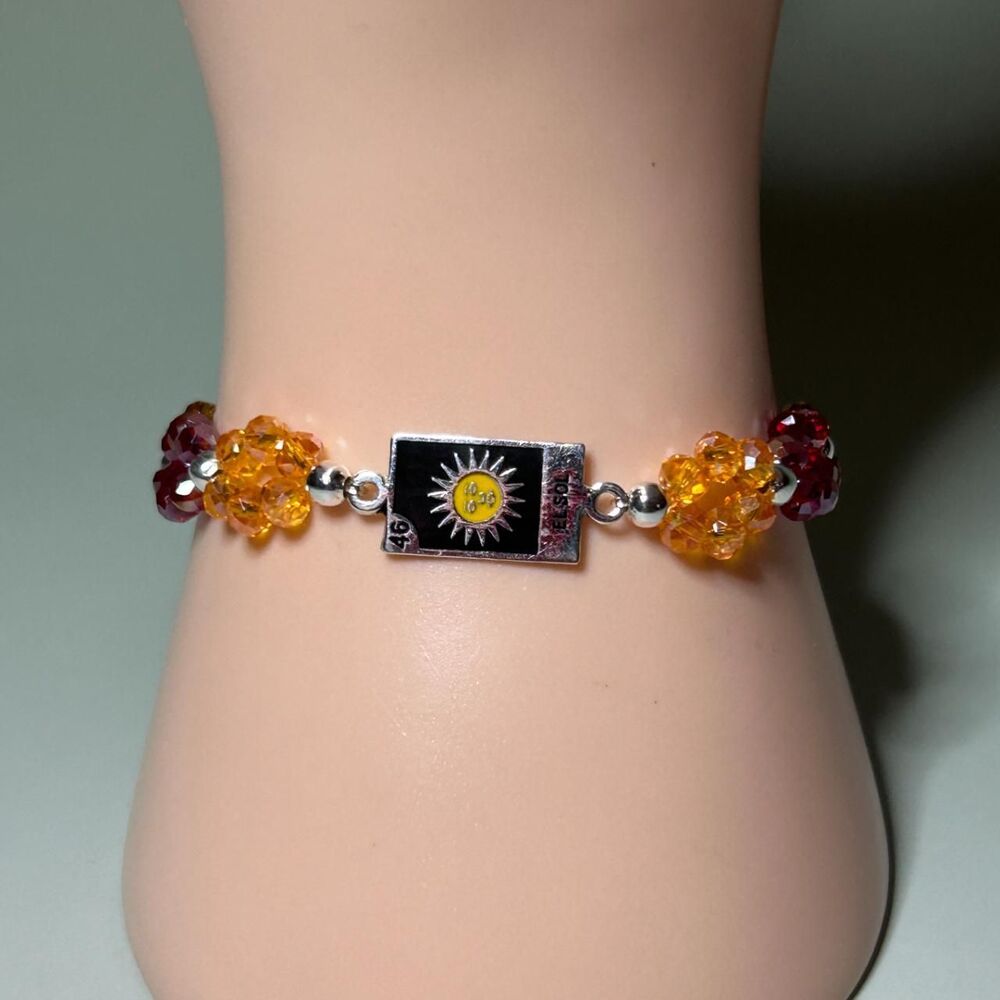El Sol 925 Sterling Silver Stretch Bracelet with Crystal Beads